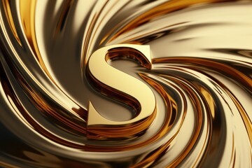 Poster - A golden letter S placed on top of a golden swirl. This image can be used for various design projects and branding purposes