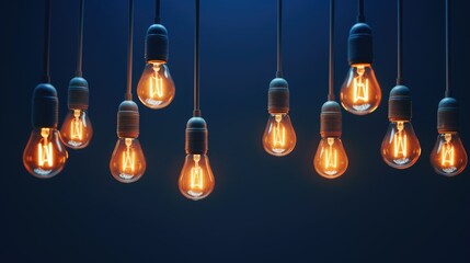 Poster - A collection of light bulbs suspended from the ceiling. Perfect for adding a unique and modern touch to any space