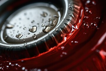 Aufkleber - Water droplets glisten on a close-up view of a soda bottle. Perfect for refreshing and thirst-quenching concepts