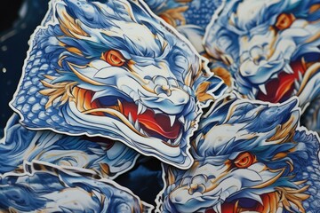 Poster - A collection of dragon-themed stickers, perfect for adding a touch of fantasy to any project or decoration