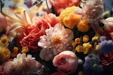 Poster - A close-up view of a beautiful bunch of flowers. Perfect for adding a touch of nature and color to any project