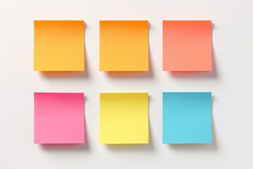 Poster - A collection of colorful sticky notes arranged neatly on a clean white surface. Perfect for organizing tasks and jotting down important reminders. Ideal for office or educational concepts