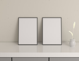 Poster - A simple and convenient frame mock up file. Picture frame mock up template using smart objects. A4 size photo frame.