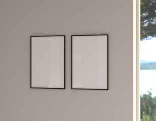 Poster - A simple and convenient frame mock up file. Picture frame mock up template using smart objects. A4 size photo frame.