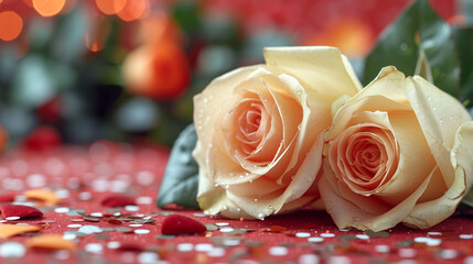 Canvas Print - red rose on the table