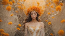 Enchanting And Elegantly Beautiful Bride With Marigold And Orange Petals