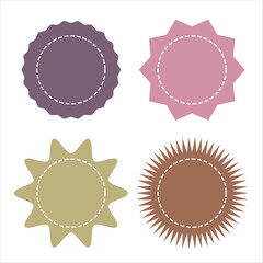 Wall Mural - Set of vector starburst sunburst badges. Vintage labels. Starburst sale sticker. Colored stickers. Sunburst price tags. Simple Flat Style Vintage Labels. colourful icons on white background. 