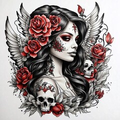 Sticker - chicano girl tattoo style