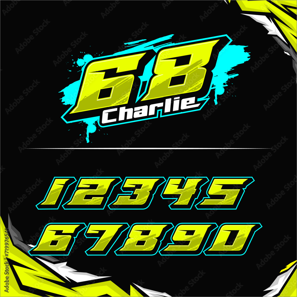 666 Racing Number vector racing numbers for drag motorbikes and cars Stock Vector | Adobe ...