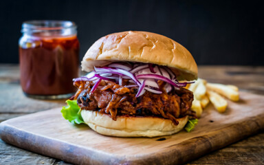 Wall Mural - pulled pork burger