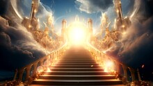 Ascension To Majesty: Illuminated Staircase Beneath The Open Sky