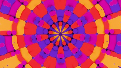 Poster - Colorful abstract pattern with many circles. Kaleidoscope VJ loop.