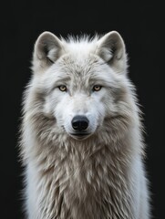 Wall Mural - arctic wolf on black background