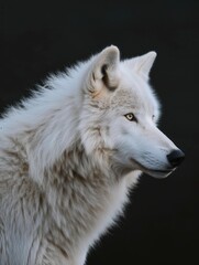 Wall Mural - arctic wolf on black background