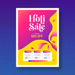 Wall Mural - Happy Holi Sale Poster Design Template, Indian Religious Festival Holi Offer Poster Design Illustration