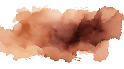 Wall Mural - Watercolor brown stain, transparent background 