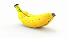 3d Render Yellow Banana With Black Spots On A White Background