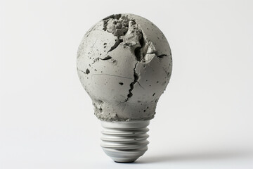 Poster - Concrete light bulb on white background. Created with Generative AI technology