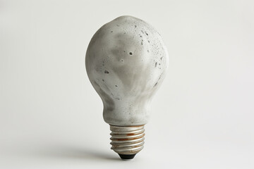 Poster - Concrete light bulb on white background. Created with Generative AI technology