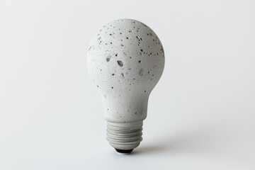 Poster - Concrete light bulb on white background. Created with Generative AI technology