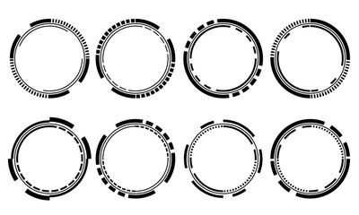 Poster - Set of sci fi black circle user interface elements technology futuristic design modern creative on white background vector