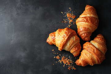 Canvas Print - Croissants on black background