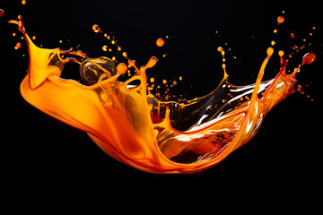 Canvas Print - Liquid splashing into the air on black background.