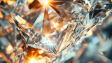 Fototapeta  - Luminous diamond facets with brilliant sparkles.