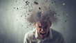 © RISHAD - Man screaming with a head explosion effect.