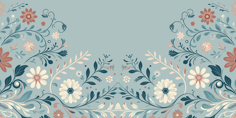 Seamless floral pattern with hand-drawn flowers, spring decorative wallpaper, Vector illustration, generative ai