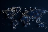Fototapeta Mapy - World Map with Night Sky Overlay, Illustrating Constellations and Continents, on a White Canvas, Generative AI