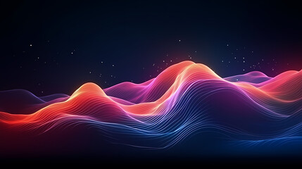 Wall Mural - futuristic technology background of digital glowing waves and network system