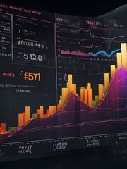 Poster - high quality, 8K Ultra HD, Financial Growth: An illustration of a financial chart with upward trends and growth indicators, symbolizing success and prosperity in business and finance


