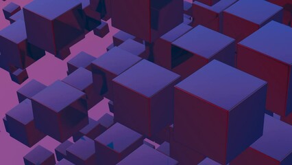 Leinwandbilder - Abstract 3D background composed of cubes, creating a visually striking and geometrically complex landscape.