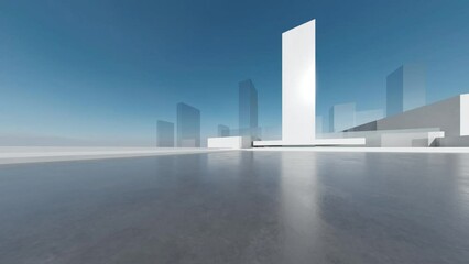 Poster - 3d render of abstract futuristic architecture with concrete floor.