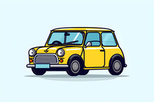 Flat Illustration Of A Parked Yellow Car