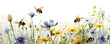 bee and flower seamless pattern on white background