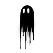 floating ghoast in stencil-art style,black and white, generative ai
