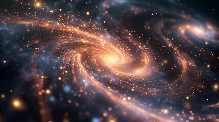 cosmic dance: swirling galaxy of stars. 3d rendering of a galaxy with swirling patterns of stars.