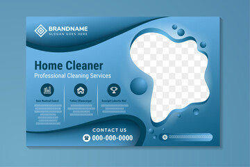 Poster - home cleaner washing service online banner template , professional cleaning services advertisement, horizontal ad, campaign webpage, flyer, creative brochure, isolated on background. blue colors.