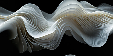 Wall Mural - White waves on black background with copy space. Abstract texture for website, business, print design template and backgrounds.