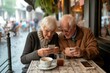 © Attasit - Photograph of Elderly friends Enjoy social media together