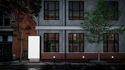 Wall Mural - 3d rendering illustration of a building-side billboard on a city street 