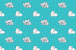 sleeping rabbit koala on turquoise background for boys with stars seamless endless pattern vector illustration