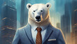 portrait of polar bear in a business suit, concept art design
