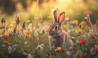 Wall Mural - rabbit in the grass