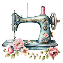Sewing Machine Vintage Clipart Watercolor