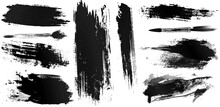 Set Of Black Paint, Ink Brush Strokes, Brushes, Line