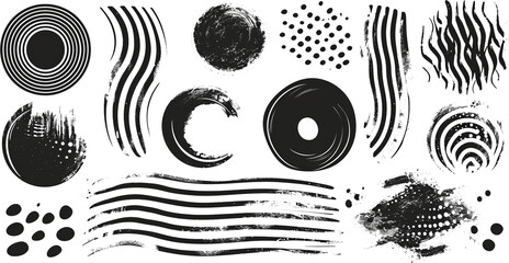Aufkleber - Collection bold circular shapes and wavy lines