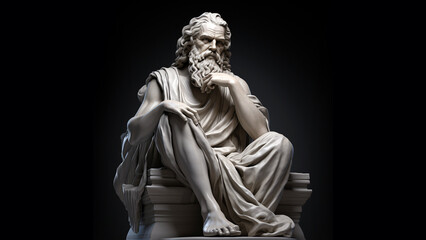  create ancient white statue that looks like a combination of socrates and plato 